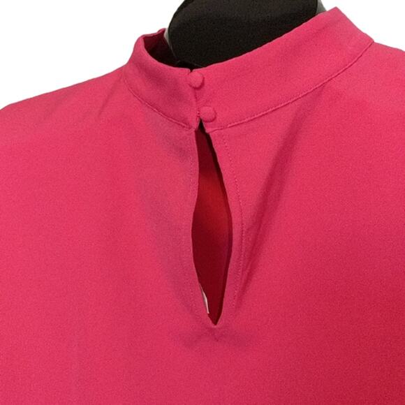 LANE BRYANT Hot Pink Flutter Sleeve Choker Stretchy Top 28 - Picture 5 of 8